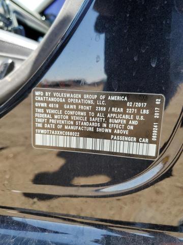 1VWDT7A3XHC058022 - 2017 VOLKSWAGEN PASSAT R-LINE Schwarz Foto 12