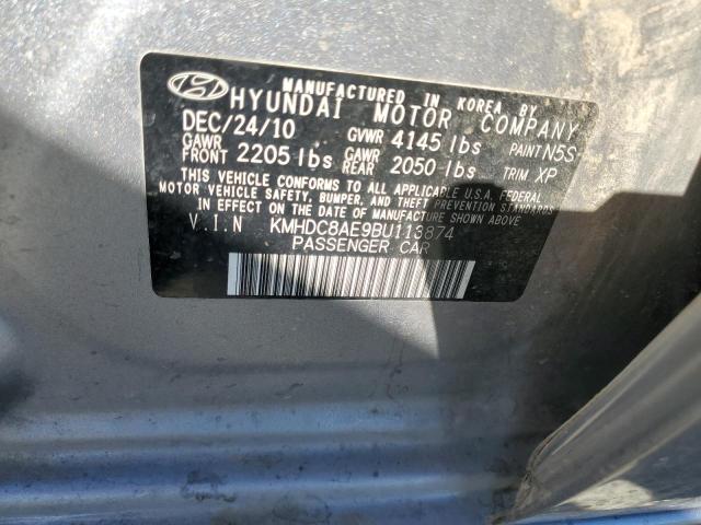 KMHDC8AE9BU113874 - 2011 HYUNDAI ELANTRA TO GLS GRAY photo 12