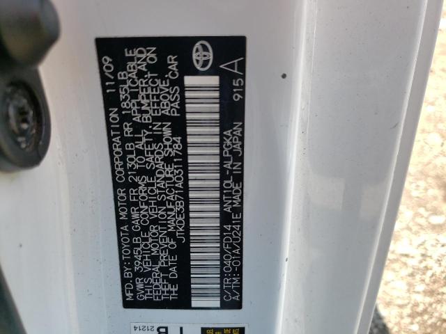 JTKDE3B71A0311784 - 2010 TOYOTA SCION TC 白色 照片 13