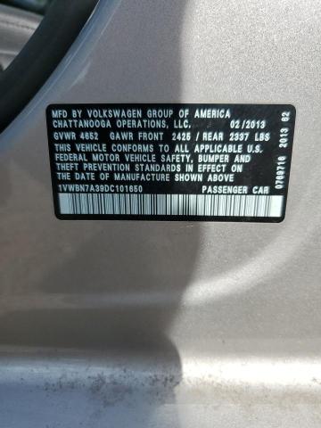 1VWBN7A39DC101650 - 2013 VOLKSWAGEN PASSAT SE SILVER photo 12