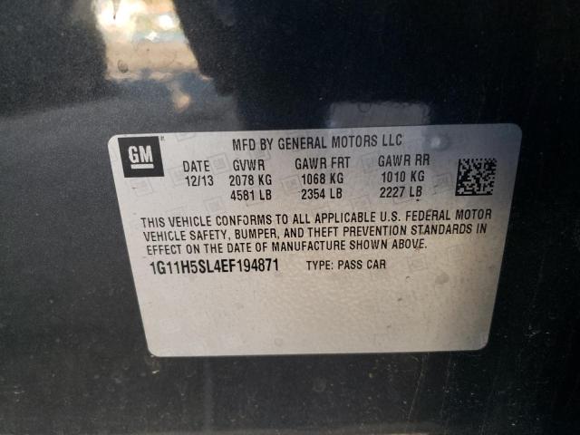 1G11H5SL4EF194871 - 2014 CHEVROLET MALIBU LTZ ნაცრისფერი ფოტო 10