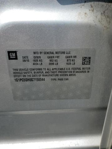 1G1PC5SH0G7150044 - 2016 CHEVROLET CRUZE LIMI LS SILVER photo 12