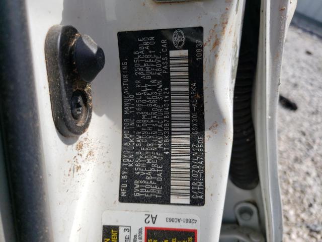 4T1BK3DB7BU401424 - 2011 TOYOTA AVALON BASE 白色 照片 12