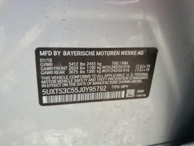 5UXTS3C55J0Y95792 - 2018 BMW X3 XDRIVEM40I SILVER photo 13