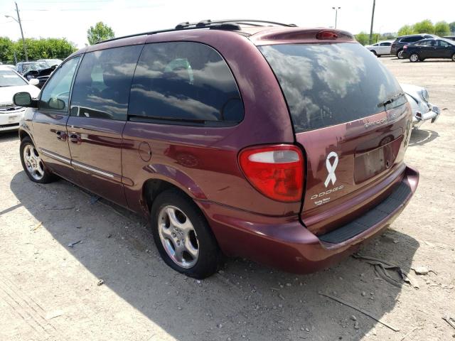 2B8GP54L42R581289 - 2002 DODGE GRAND CARA ES MAROON photo 2