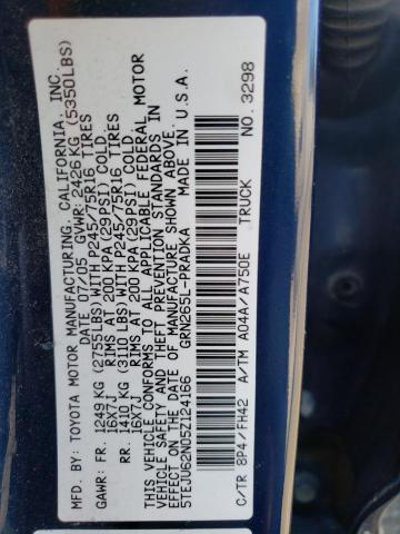 5TEJU62N05Z124166 - 2005 TOYOTA TACOMA DOUBLE CAB PRERUNNER BLUE photo 12