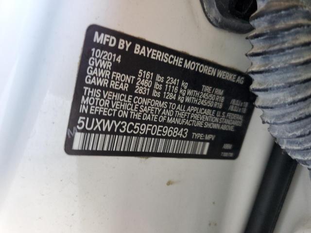 5UXWY3C59F0E96843 - 2015 BMW X3 XDRIVE28D WHITE photo 12