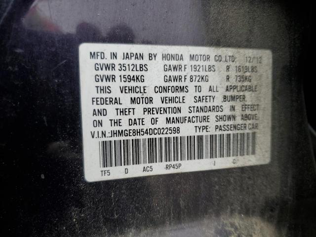 JHMGE8H54DC022598 - 2013 HONDA FIT SPORT 黑色 照片 12