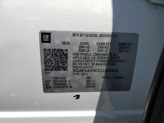 5GAEVAKW2JJ283433 - 2018 BUICK ENCLAVE ESSENCE თეთრი ფოტო 13