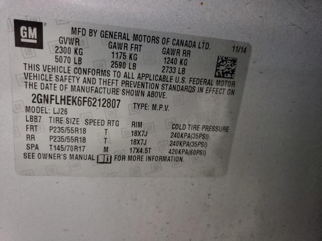 2GNFLHEK6F6212807 - 2015 CHEVROLET EQUINOX LTZ SILVER photo 13