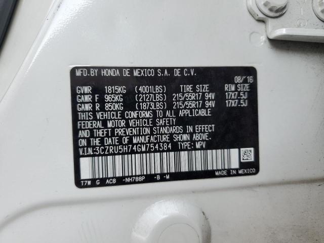 3CZRU5H74GM754384 - 2016 HONDA HR-V EXL WHITE photo 12