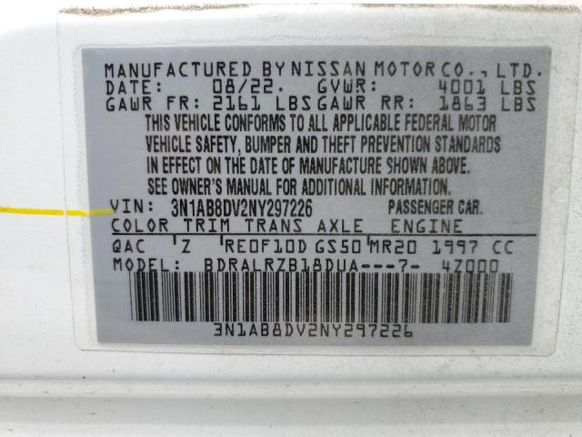 3N1AB8DV2NY297226 - 2022 NISSAN SENTRA SR WHITE photo 12