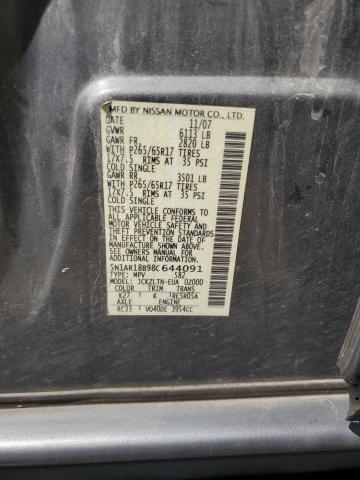 5N1AR18B98C644091 - 2008 NISSAN PATHFINDER S GRAY photo 13
