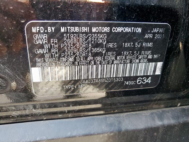 JA4J3TA85NZ015303 - 2022 MITSUBISHI OUTLANDER ES შავი ფოტო 14