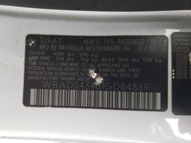 WBADS43401GD84839 - 2001 BMW 525 IT AUTOMATIC ვერცხლისფერი ფოტო 12