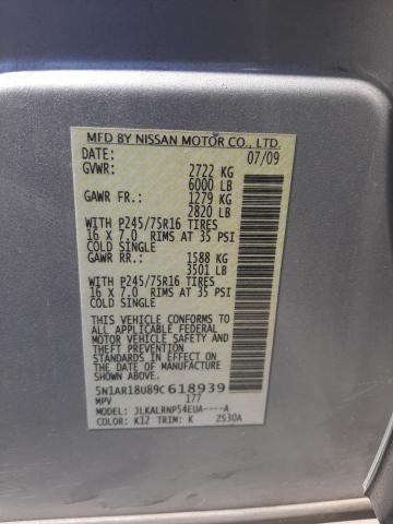 5N1AR18U89C618939 - 2009 NISSAN PATHFINDER S SILVER photo 13