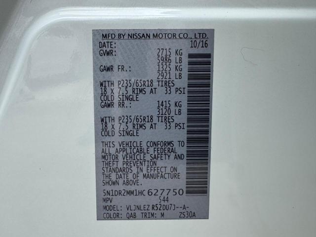 5N1DR2MM1HC627750 - 2017 NISSAN PATHFINDER S WHITE photo 15