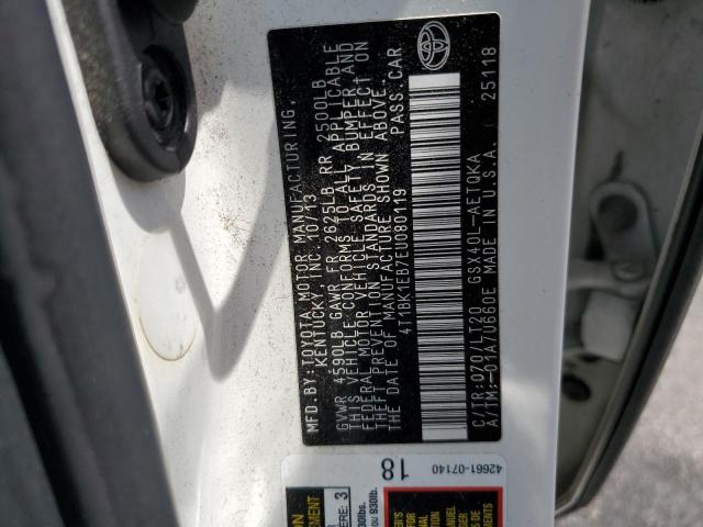 4T1BK1EB7EU080119 - 2014 TOYOTA AVALON BASE 白色 照片 12