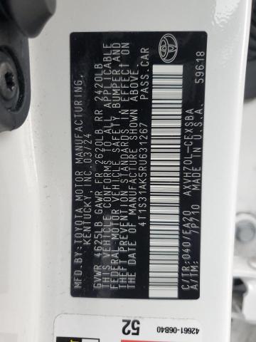 4T1S31AK5RU631267 - 2024 TOYOTA CAMRY SE NIGHT SHADE WHITE photo 12