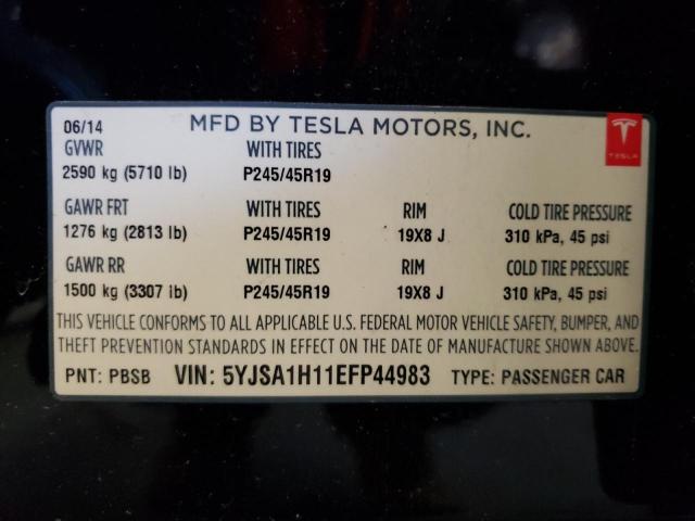 5YJSA1H11EFP44983 - 2014 TESLA MODEL S Սև լուսանկար 12