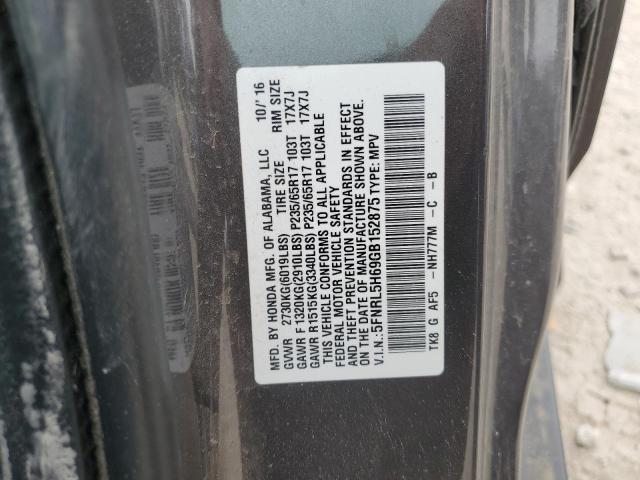 5FNRL5H69GB152875 - 2016 HONDA ODYSSEY EXL GRAY photo 13