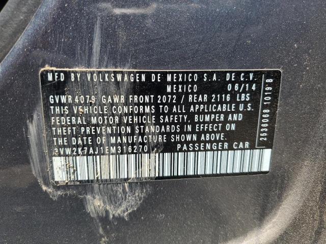 3VW2K7AJ1EM316270 - 2014 VOLKSWAGEN JETTA BASE 灰色 照片 12