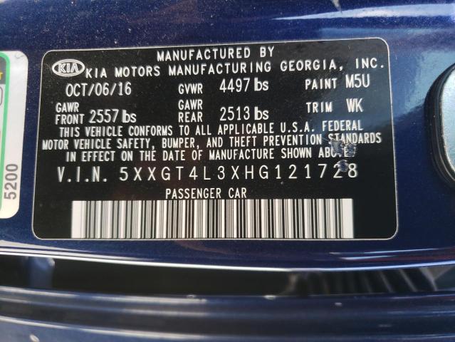 5XXGT4L3XHG121728 - 2017 KIA OPTIMA LX BLUE photo 13