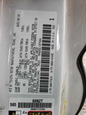 5TFRX5GN4JX111841 - 2018 TOYOTA TACOMA ACCESS CAB თეთრი ფოტო 13