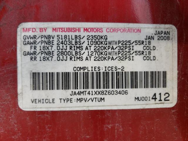 JA4MT41XX8Z603406 - 2008 MITSUBISHI OUTLANDER XLS RED photo 14