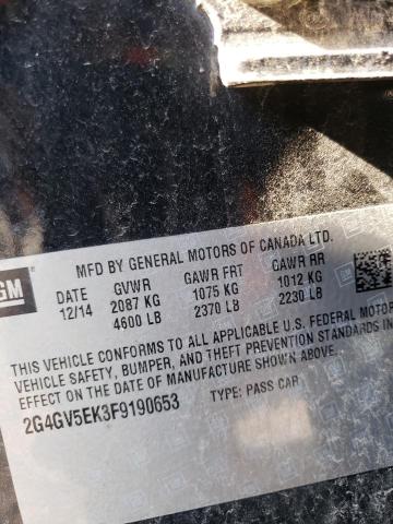 2G4GV5EK3F9190653 - 2015 BUICK REGAL 黑色 照片 12