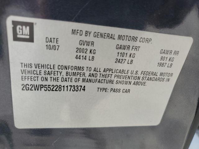 2G2WP552281173374 - 2008 PONTIAC GRAND PRIX 蓝色 照片 12