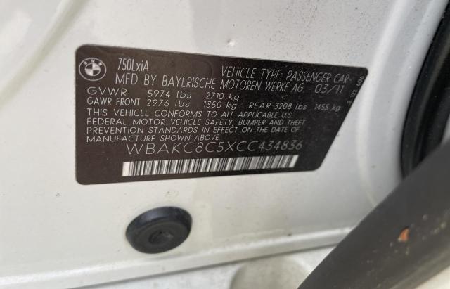 WBAKC8C5XCC434836 - 2012 BMW ALPINA B7 LXI WHITE photo 10