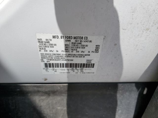 1FM5K8AR7JGB70162 - 2018 FORD EXPLORER POLICE INTERCEPTOR WHITE photo 14