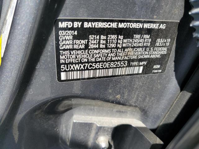 5UXWX7C56E0E82553 - 2014 BMW X3 XDRIVE35I GRAY photo 13