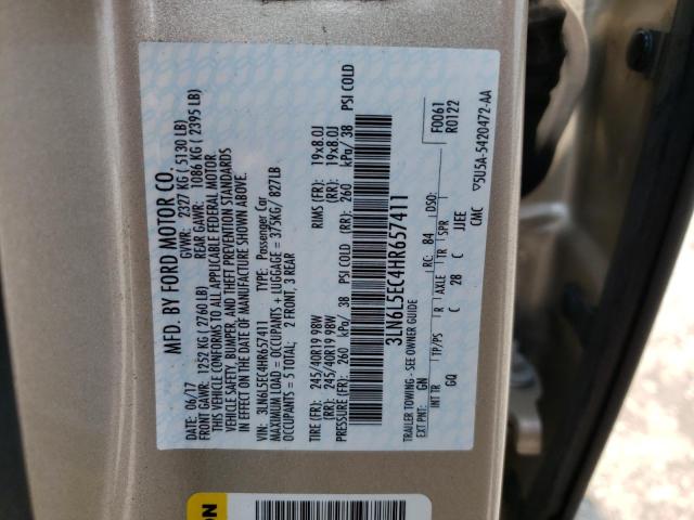 3LN6L5EC4HR657411 - 2017 LINCOLN MKZ RESERVE GOLD photo 12