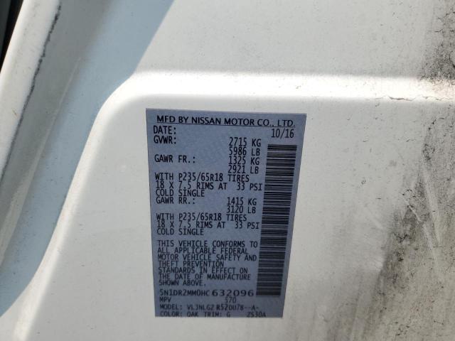 5N1DR2MM0HC632096 - 2017 NISSAN PATHFINDER S WHITE photo 12