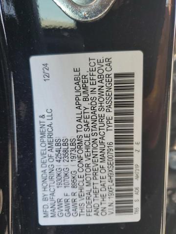 19XFL4H9XSE007916 - 2025 HONDA CIVIC SPORT TOURING BLACK photo 12