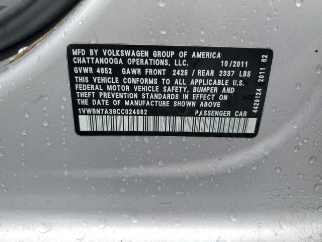 1VWBN7A39CC024082 - 2012 VOLKSWAGEN PASSAT SE SILVER photo 12