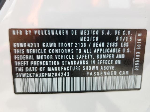 3VW2K7AJXFM284243 - 2015 VOLKSWAGEN JETTA BASE 白色 照片 12