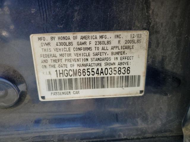 1HGCM66554A035836 - 2004 HONDA ACCORD EX BLUE photo 12