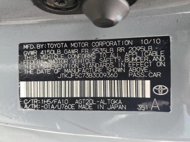JTKJF5C73B3009360 - 2011 TOYOTA SCION TC 银色 照片 12