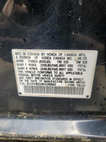 2HJYK165X6H526884 - 2006 HONDA RIDGELINE RTL BLACK photo 12