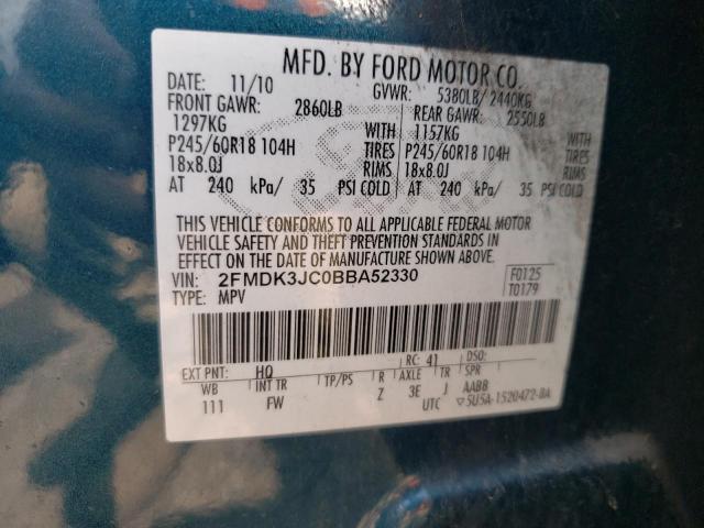 2FMDK3JC0BBA52330 - 2011 FORD EDGE SEL TEAL photo 14