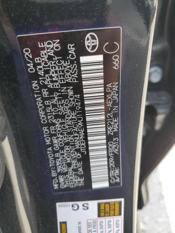 JTDEPMAE9MJ119474 - 2021 TOYOTA COROLLA LE BLACK photo 12