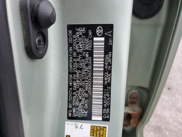 JTDKB20U983380449 - 2008 TOYOTA PRIUS GREEN photo 12