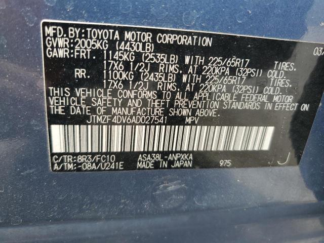 JTMZF4DV6AD027541 - 2010 TOYOTA RAV4 Կապույտ լուսանկար 13