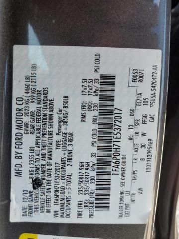 1FA6P0H71E5372017 - 2014 FORD FUSION SE 灰色 照片 12