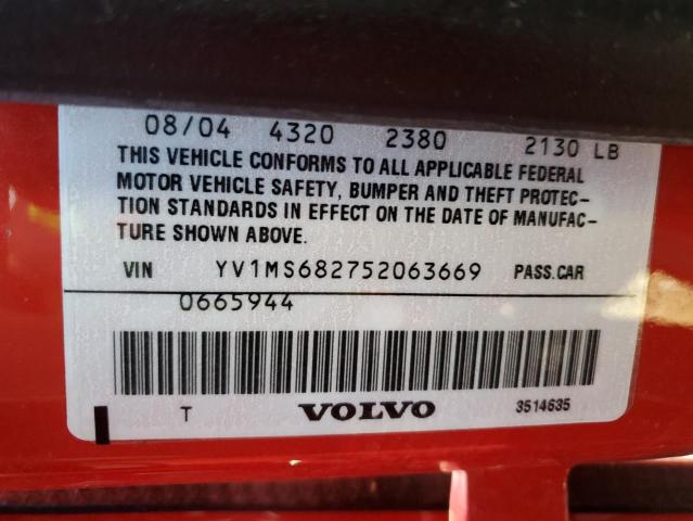 YV1MS682752063669 - 2005 VOLVO S40 T5 RED photo 13