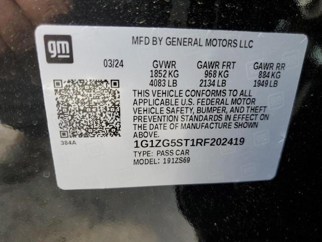 1G1ZG5ST1RF202419 - 2024 CHEVROLET MALIBU RS BLACK photo 12