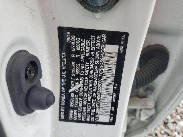 SHHFK7H64KU228060 - 2019 HONDA CIVIC EX Ağ foto 12